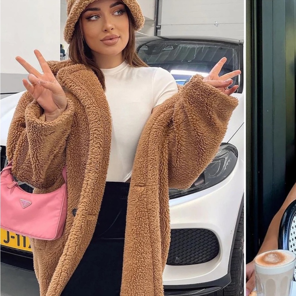 LAST CHANCE❗️NWOT 🏷️ Teddy Trench coat Pretty Little Thing PYT size: 8 TAN